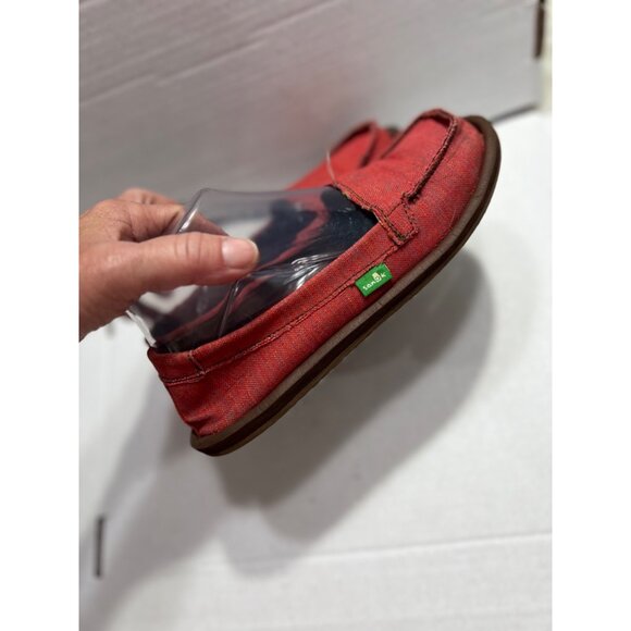 Sanuk womens Red Washed Canvas Loafers Size 6 - Picture 4 of 9